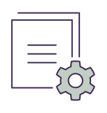 Icon depicting paperwork and a gear, denoting "Tools and Resources" to support needs when treating patients with HAE.